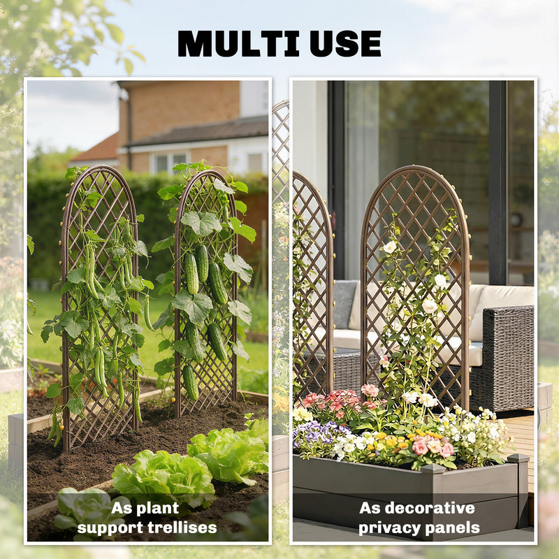 Garden Arch Set for Climbing Plants Hand Woven Wicker Slim Design Natural Wood Finish Outsunny