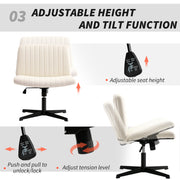 Armless Swivel Office Chair With Wide Seat And Tilt Function For Home Desk Use Cream