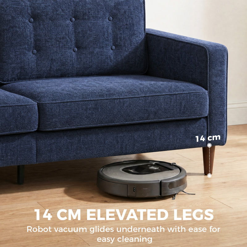 3 Seater Sofa for Spacious Family Seating with Soft Velvet Upholstery Dark Blue