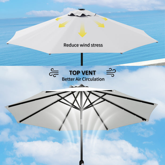 Cream 3m Replacement Parasol Canopy UPF 50 Plus with Top Vent Fits 8 Rib Frames by Outsunny