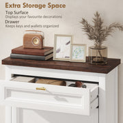 Slim Shoe Storage Cabinet for Narrow Hallways with 2 Flip Drawers and Top Drawer, White Homcom