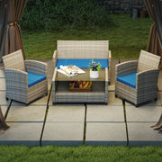 Sky Blue Garden Seat Cushion Pads Set of 3 for Rattan Furniture by Outsunny