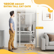 Extra Tall Pet Gate 180cm Pressure Fit for Doorways with Narrow Gaps Grey AOSOM