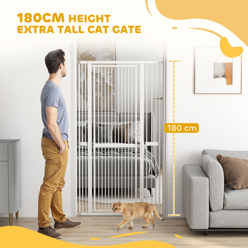 Extra Tall Pet Gate 180cm Pressure Fit for Doorways with Narrow Gaps Grey AOSOM