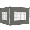 3x3m Replacement Gazebo Side Panels with Large Windows for Privacy and Shade Set of 2, Dark Grey Outsunny
