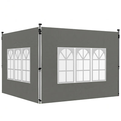 3x3m Replacement Gazebo Side Panels with Large Windows for Privacy and Shade Set of 2, Dark Grey Outsunny