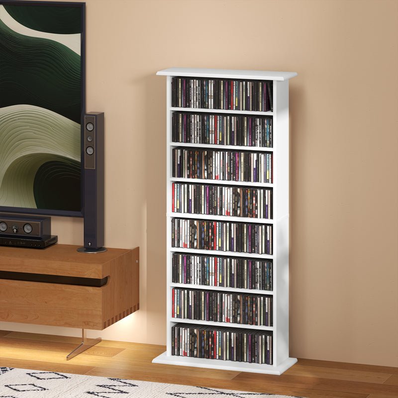 White Media Storage Cabinet Holds 360 CDs 185 DVDs or Blu-rays by Homcom