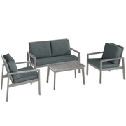 4 Piece Wooden Garden Furniture Set with Cushions Light Grey Outdoor Comfort by Outsunny