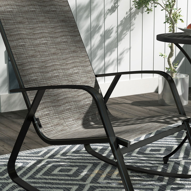 Ergonomic Garden Rocking Chair with High Back and Armrests for Patio or Balcony by Outsunny
