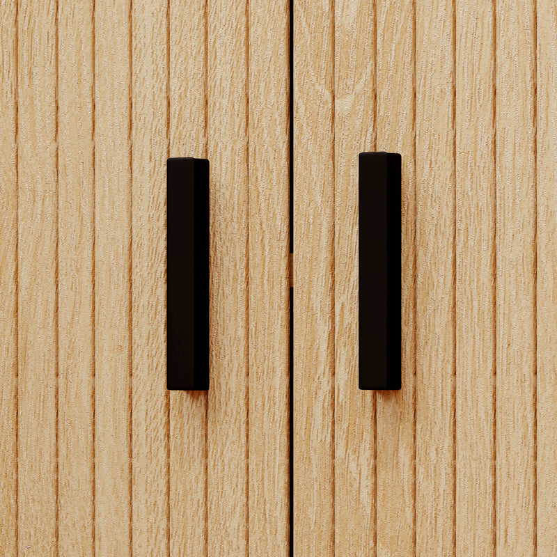 Bedside Table with Sliding Roller Shutter Doors and Metal Legs Oak Tone by HOMCOM