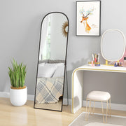 Full Length Standing Mirror with Aluminium Frame for Bedroom or Hallway, Black