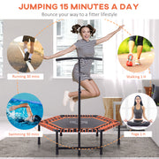 Adjustable Mini Fitness Trampoline With Handle Bar For Indoor Exercise Black Orange AOSOM