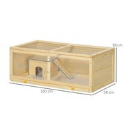 Wooden Hamster Cage with Sliding Tray and Openable Top for Syrian Hamsters by PawHut