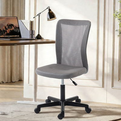 Office Chair for Small Home Office Spaces with Mesh Back and Adjustable Height Grey AOSOM