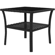 Black Rattan Two Tier Square Coffee Table for Garden or Patio by Outsunny