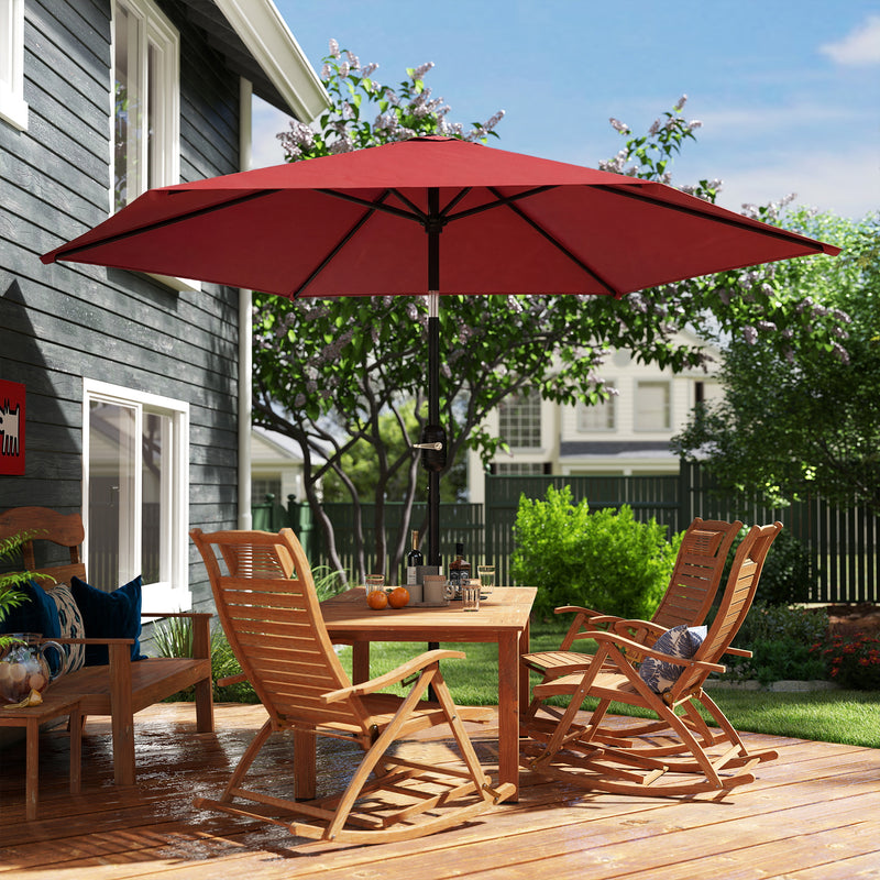 Wine Red Garden Parasol with Tilt and Crank, Sun Protection and UPF30+ Shade Outsunny