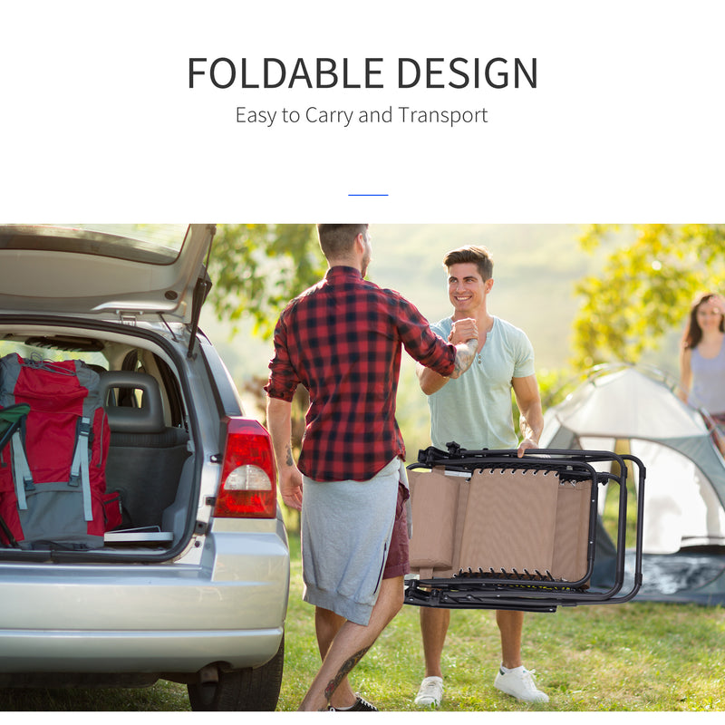 Set of 2 Zero Gravity Reclining Garden Chairs with Head Pillow for Outdoor Relaxing, Beige