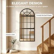 Hallway Wall Mirror Set 3 Piece Arched Design to Brighten and Open Up Spaces Black Homcom