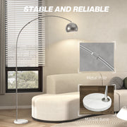 Arched Floor Lamp with Adjustable Head for Reading or Relaxing in Living Room Silver Tone AOSOM