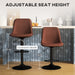Set of Two Brown Faux Leather Bar Stools with Padded Seat by HOMCOM