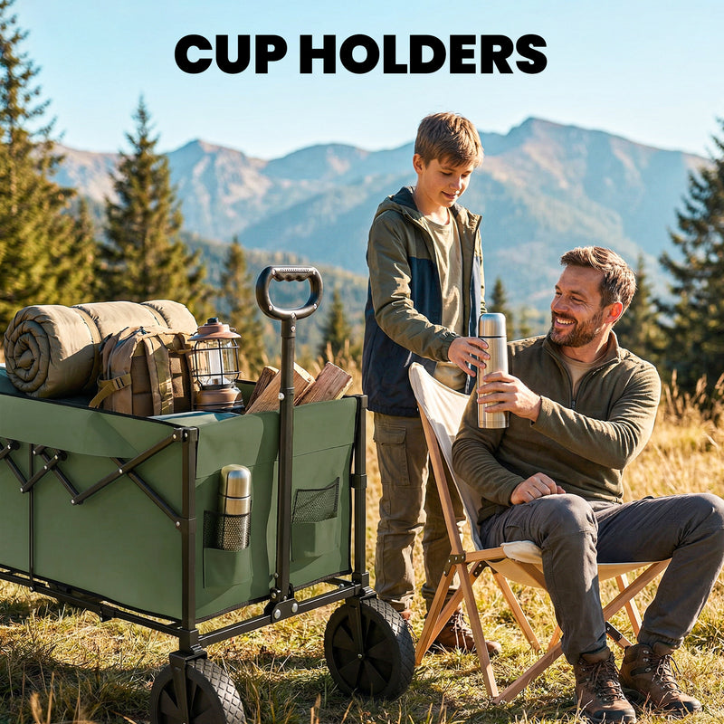 Folding Festival Trolley for Camping and Garden with 100 kg Capacity Dark Green Outsunny