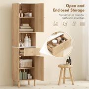 Slimline Bathroom Storage Cabinet With Shelves And Drawer For Small Spaces Wood Effect AOSOM