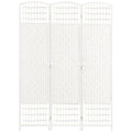 Folding Room Divider for Instant Privacy with Handwoven Panels White