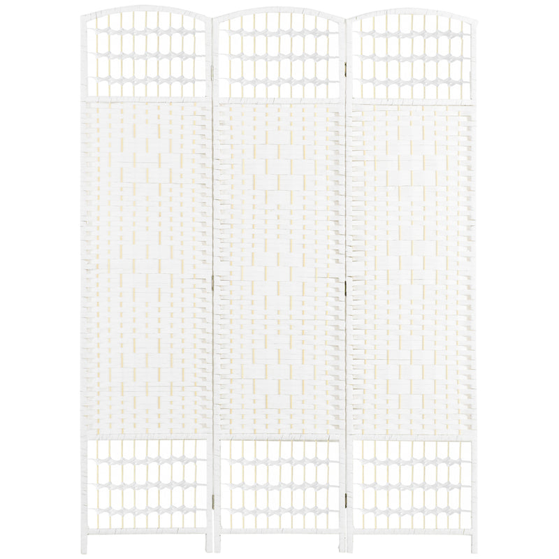 Folding Room Divider for Instant Privacy with Handwoven Panels White