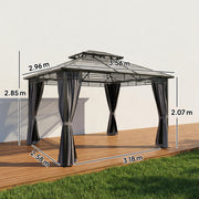 Garden Gazebo With Polycarbonate Hard Top Roof for All Weather Shelter and Privacy, Dark Grey Outsunny