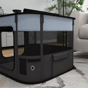 Foldable Dog Playpen with Ground Stakes and Storage Bag for Indoor and Outdoor Use Grey