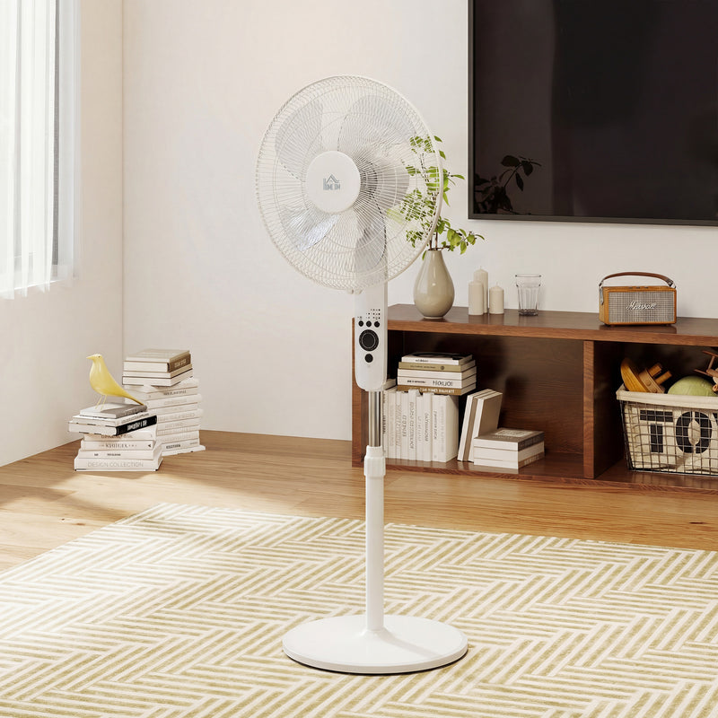 Pedestal Fan with Remote Control and Quiet Sleep Mode for Bedrooms and Living Rooms White