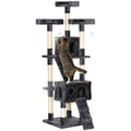 Multi Level Cat Tree Tower With Scratching Posts And Hideaway For Indoor Cats Grey