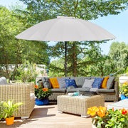 Light Grey 2.5m Tilting Garden Parasol With Pleated Canopy For Sun Protection