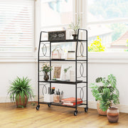 Mobile Plant Stand with 4 Shelves for Indoor or Outdoor Corner Storage Black Outsunny