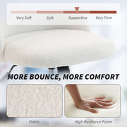 Teddy Fleece Swivel Office Chair With Wheels And Adjustable Height For Home Cream White AOSOM