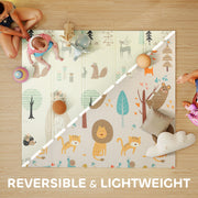 Foldable Reversible Baby Play Mat Waterproof and Soft for Crawling and Tummy Time Animal Print AOSOM