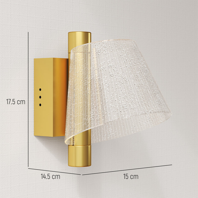 Gold LED Wall Lights 2 Pack with Adjustable Colour Temperature for Bedroom or Hallway