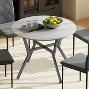 Round Dining Table for Kitchen or Dining Room with Sturdy Black Legs Grey
