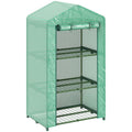 3 Tier Portable Mini Greenhouse With Roll Up Door and Shelves For Garden Use Green AOSOM