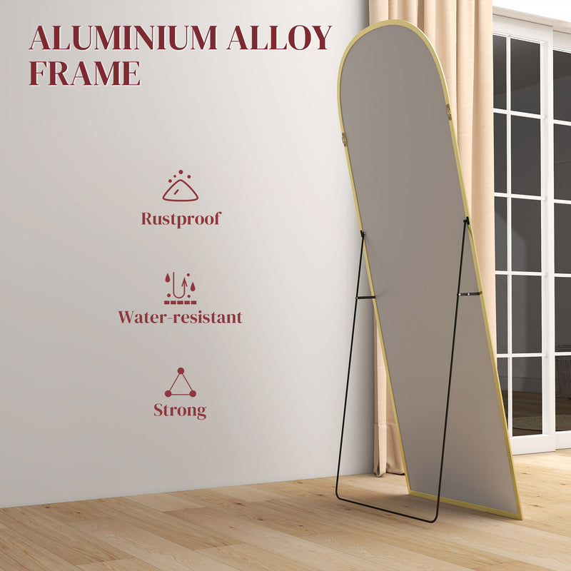 Gold Full Length Standing Mirror with 165cm Aluminium Frame Ideal for Bedroom or Dressing Room
