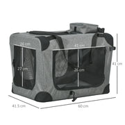 Folding Pet Carrier Bag with Mesh Panels for Travel and Outdoor Use, Grey