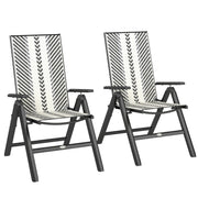 Grey Rattan Folding Garden Chairs Set of 2 with 5 Position Backrest by Outsunny