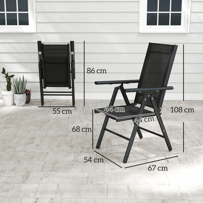 Set of 2 Folding Aluminium Camping Chairs with Breathable Mesh Back and Armrests by Outsunny