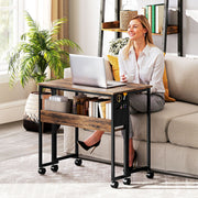 Rustic Brown Drop Leaf Writing Desk 80 cm Folding Space Saving Home Office Table