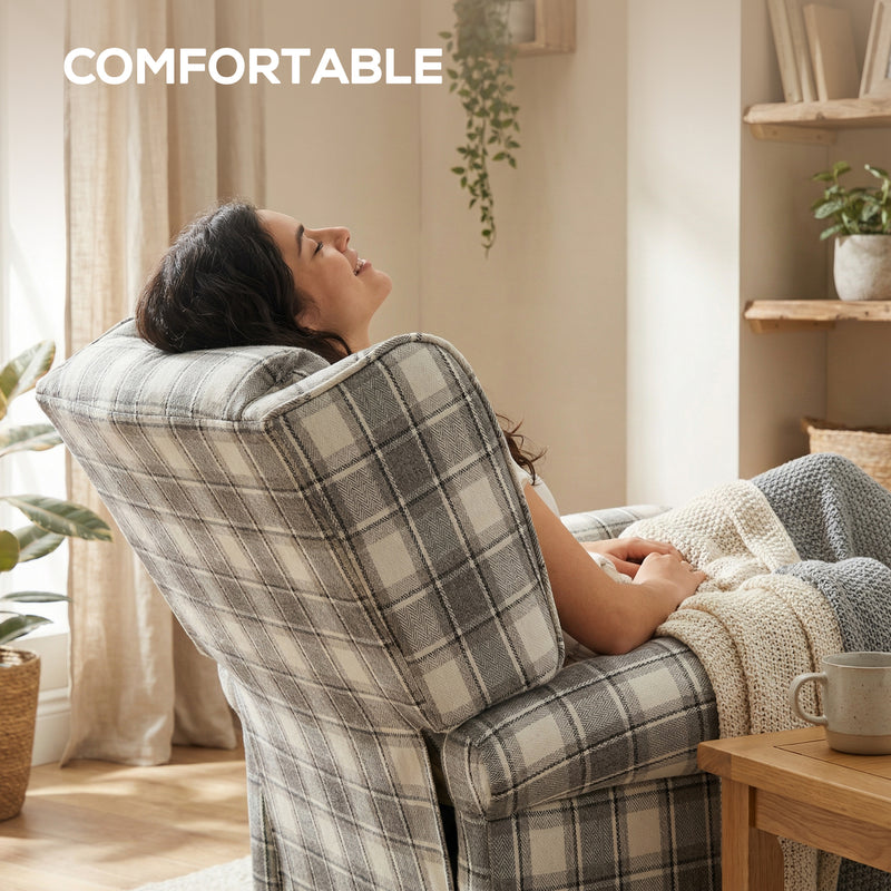 Recliner Chair with Adjustable Back and Footrest for Living Room or Bedroom Grey and White AOSOM