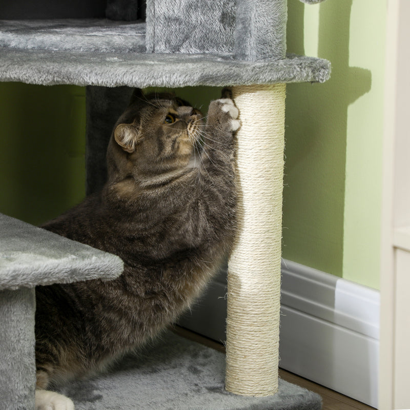 100cm Cat Tree Tower With Sisal Scratching Post Ideal for Climbing and Play Grey