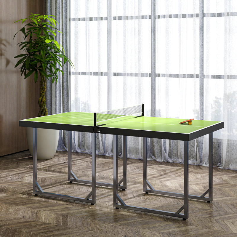 HOMCOM 6ft Table Tennis Table, Ping Pong Table with Net, Foldable and Portable Ping Pong Set for Indoor Use, Easy Assemble, Midsize, Green