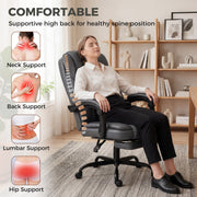 Reclining Office Chair with Adjustable Height and Footrest for Comfortable Home Working Grey Black Homcom