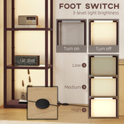 LED Floor Lamp with 4 Glass Shelves Dimmable Standing Light for Living Room Dark Brown