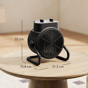 2000W Portable Ceramic Electric Heater With Fan Ideal For Home Or Office Use Black